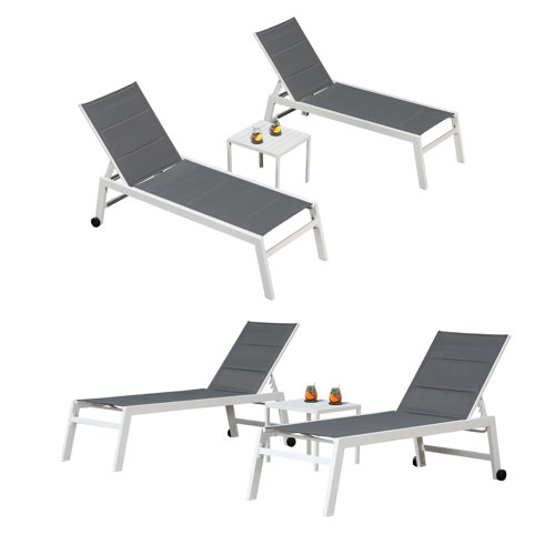 Purple Leaf Outdoor Metal Chaise Lounge with Table & Reviews Wayfair